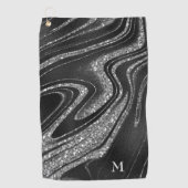 Monogram Silver Glitter Golfhanddoek (Voorkant)