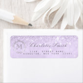 Monogram Silver Glitter Lavender RSVP Bridal Etiket (Insitu)
