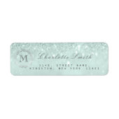 Monogram Silver Glitter Tiffany Grey RSVP Bridal Etiket (Voorkant)