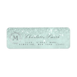 Monogram Silver Glitter Tiffany Grey RSVP Bridal Etiket