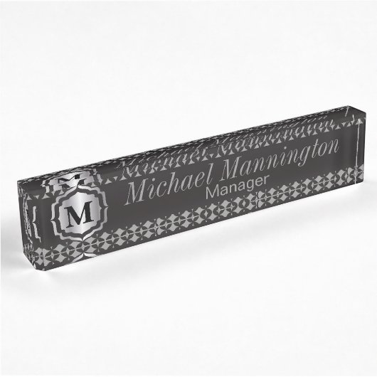 Monogram Silver Gray Pattern Naambordje
