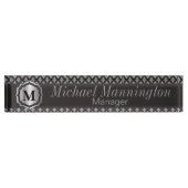 Monogram Silver Gray Pattern Naambordje (Voorkant)