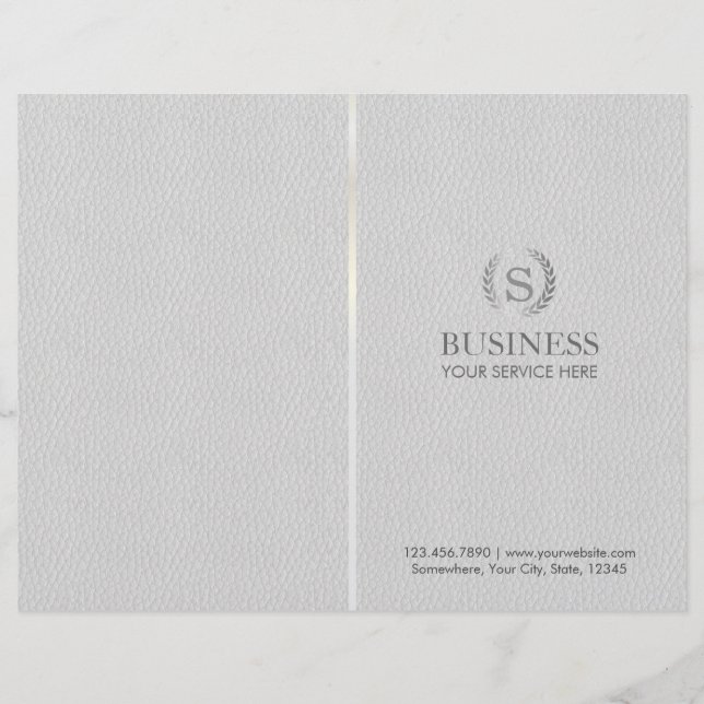 Monogram Silver Laurel Wreath Grey Leather Bi-Fold (Voorkant)