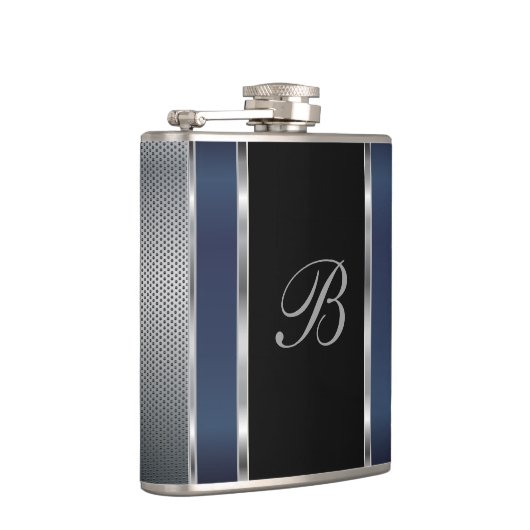 Monogram Silver Mesh en Donkerblauw Heupfles (Rechts)