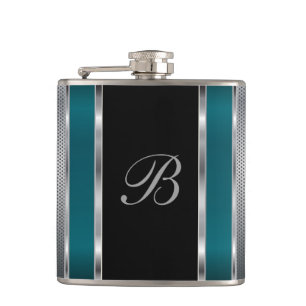 Monogram Silver Mesh en Donkere Blauwgroen kolf Heupfles