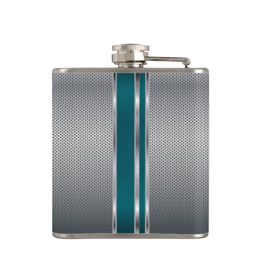 Monogram Silver Mesh en Donkere Blauwgroen kolf Heupfles (Achterkant)