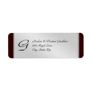 Monogram Silver Metal Black Weddenschap Etiket
