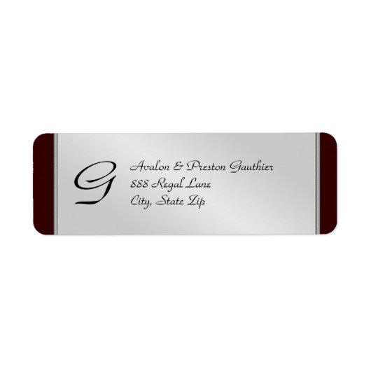 Monogram Silver Metal Black Weddenschap Etiket (Voorkant)