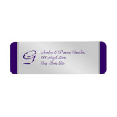 Monogram Silver Metal Paars Weddenschap Etiket (Voorkant)