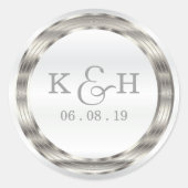 Monogram Silver Metallic Round Labels (Voorkant)