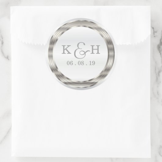 Monogram Silver Metallic Round Labels (Tas)