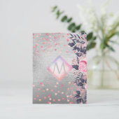 Monogram Silver Navy Rosegold Girly Passen getrouw Briefkaart (Staand voorkant)