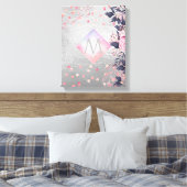 Monogram Silver Navy Rosegold Girly Passen getrouw Canvas Afdruk (Insitu (Slaapkamer))