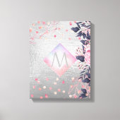 Monogram Silver Navy Rosegold Girly Passen getrouw Canvas Afdruk (Voorkant)