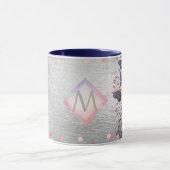 Monogram Silver Navy Rosegold Girly Passen getrouw Mok (Midden)