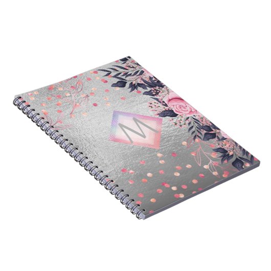 Monogram Silver Navy Rosegold Girly Passen getrouw Notitieboek (Rechterzijde)