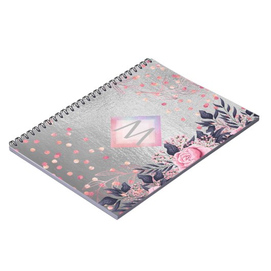 Monogram Silver Navy Rosegold Girly Passen getrouw Notitieboek (Linkerzijde)