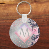 Monogram Silver Navy Rosegold Girly Passen getrouw Sleutelhanger (Voorkant)