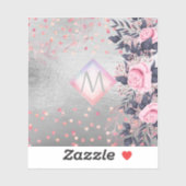 Monogram Silver Navy Rosegold Girly Passen getrouw Sticker (Vel)