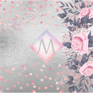 Monogram Silver Navy Rosegold Girly Passen getrouw Sticker