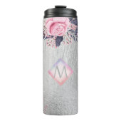 Monogram Silver Navy Rosegold Girly Passen getrouw Thermosbeker (Voorkant)