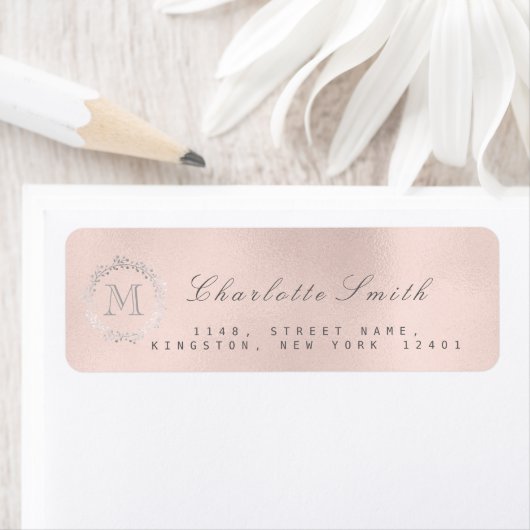 Monogram Silver Pearl Pink Bridal 16th Weddi RSVP Etiket (Insitu)