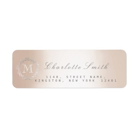 Monogram Silver Pearl Return Address Labels (Voorkant)