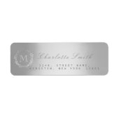 Monogram Silver Return Address Labels (Voorkant)