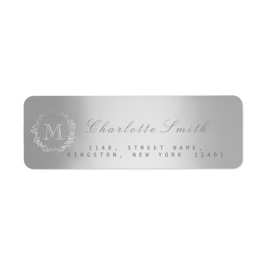 Monogram Silver Return Address Labels (Voorkant)