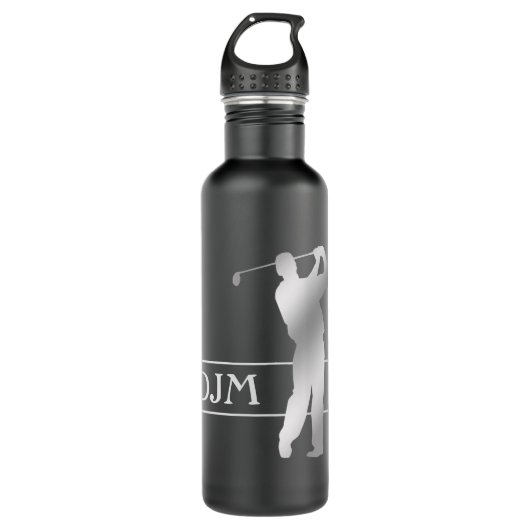 Monogram Silver Silhouette Golfer Waterfles (Voorkant)