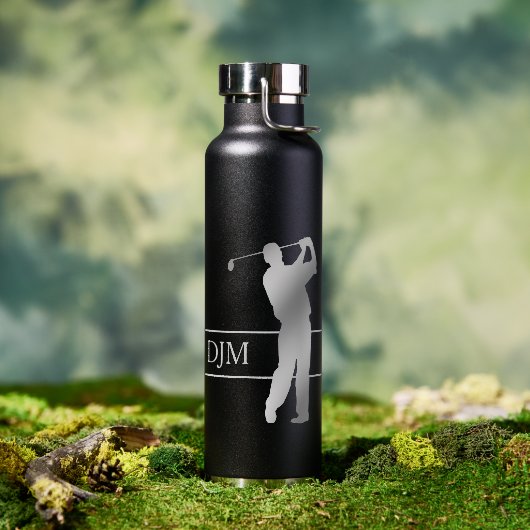 Monogram Silver Silhouette Golfer Waterfles (Buiten)