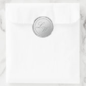 Monogram Silver Wax Seal Weddenkers Ronde Sticker (Tas)
