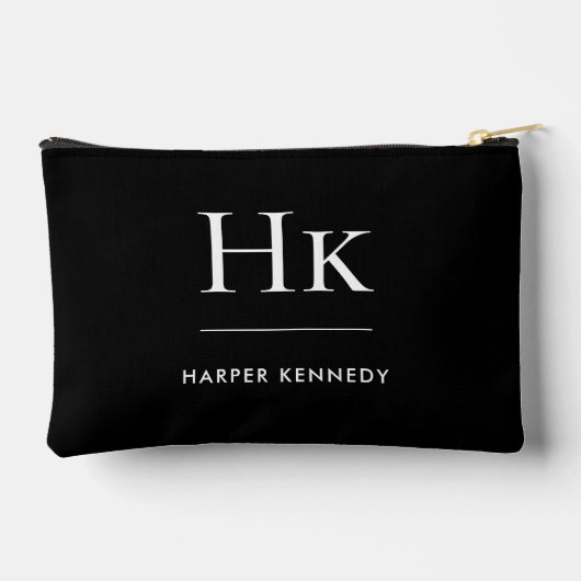 Monogram Simple Black Chic Elegant Monogrammed Etui (Achterkant)