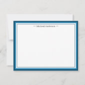 Monogram Simple Blue Border Klassieke gepersonalis Notitiekaartje (Voorkant)
