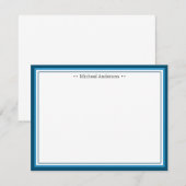 Monogram Simple Blue Border Klassieke gepersonalis Notitiekaartje (Voorkant / Achterkant)