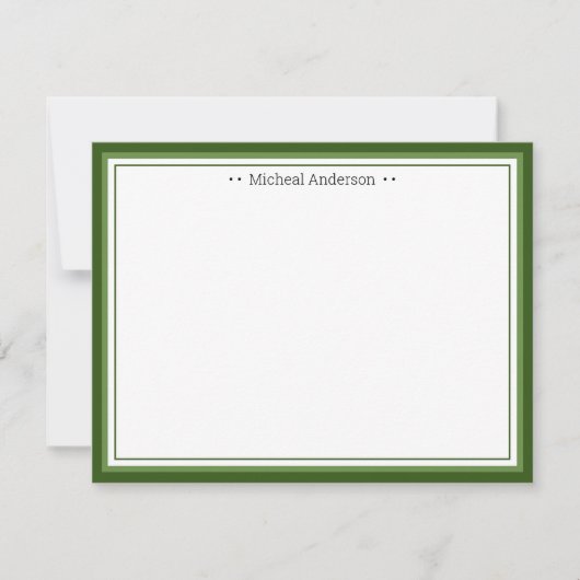 Monogram Simple Blue Border Klassieke gepersonalis Notitiekaartje (Voorkant)