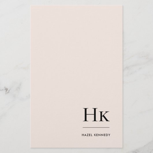 Monogram Simple Blush Monogrammed Gepersonaliseerd Briefpapier (Voorkant)