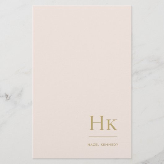Monogram Simple Blush Pink gepersonaliseerd Briefpapier (Voorkant)