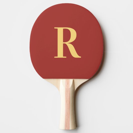 Monogram Simple Brown Gold Tafeltennisbatje (Achterkant)