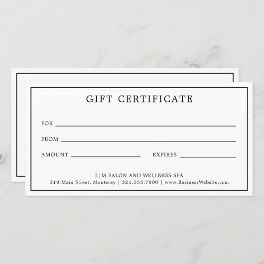 Monogram Simple Business Cadeaubon (Voorkant / Achterkant)