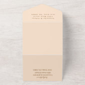 Monogram Simple Champagne Dusty roos Wedding All In One Uitnodiging (Buitenkant)