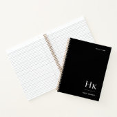 Monogram Simple Elegant Black Personalized Name Notitieboek (Binnen)
