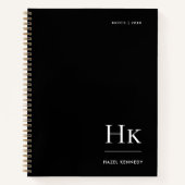 Monogram Simple Elegant Black Personalized Name Notitieboek (Voorkant)