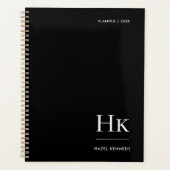 Monogram Simple Elegant Black Personalized Name Planner (Voorkant)