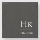 Monogram Simple Elegant Feminine Black White Stenen Onderzetter (Voorkant)