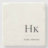 Monogram Simple Elegant Feminine Ivory White Stenen Onderzetter (Voorkant)