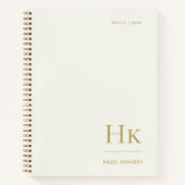 Monogram Simple Elegant Ivory Gold Personalized Notitieboek (Voorkant)