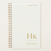 Monogram Simple Elegant Ivory Gold Personalized Planner (Voorkant)