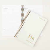 Monogram Simple Elegant Ivory Gold Personalized Planner (Display)
