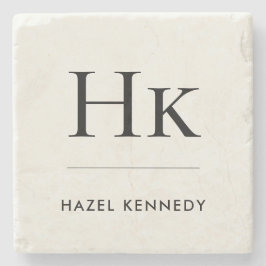 Monogram Simple Elegant Minimal Ivory Monogrammed Stenen Onderzetter